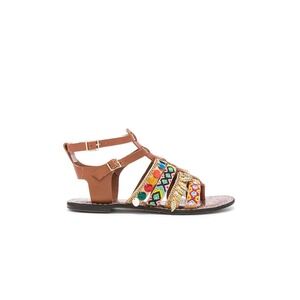 Sam Edelman Beaded Gladiator Sandals Brown Leather Boho Multi Color Size 6